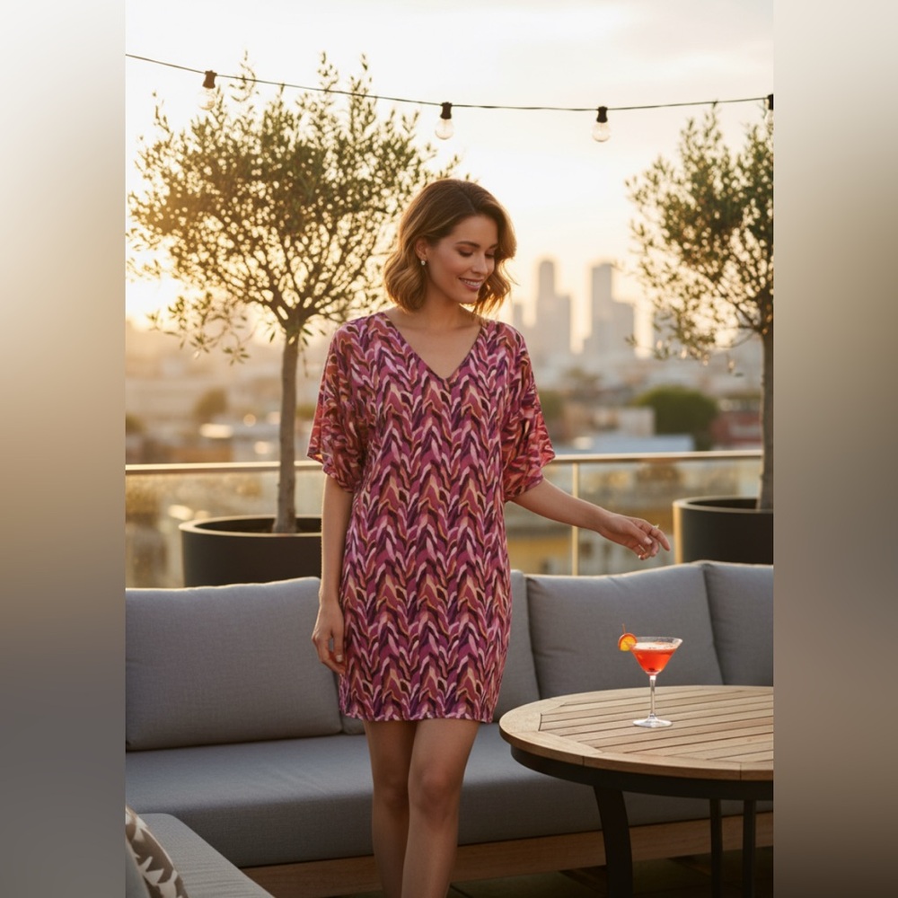 Trina Turk Kimono Abstract Print Dress